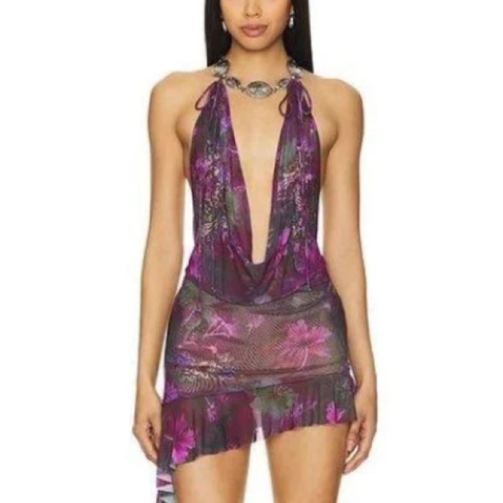 Jaded London Elegant Purple Floral Women's Dress